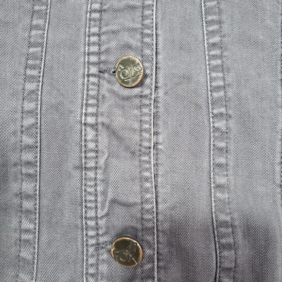 FOX Y2K Gray Denim Jacket Women XS Fitted Trucker Vintage Style - Picture 6 of 8